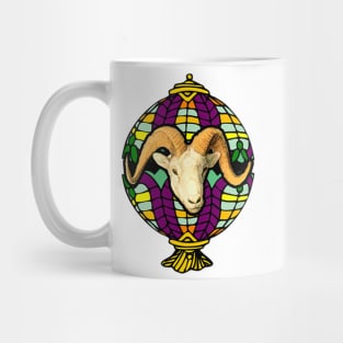 Goat head with horn in colorful lampshade Mug